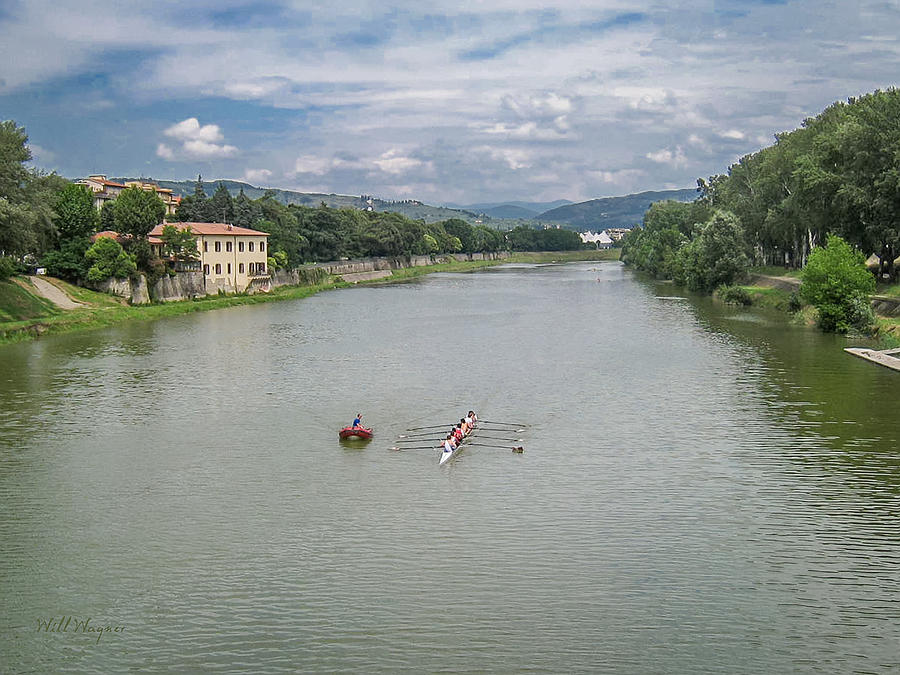 Rowing down the Arno Photograph by Will Wagner