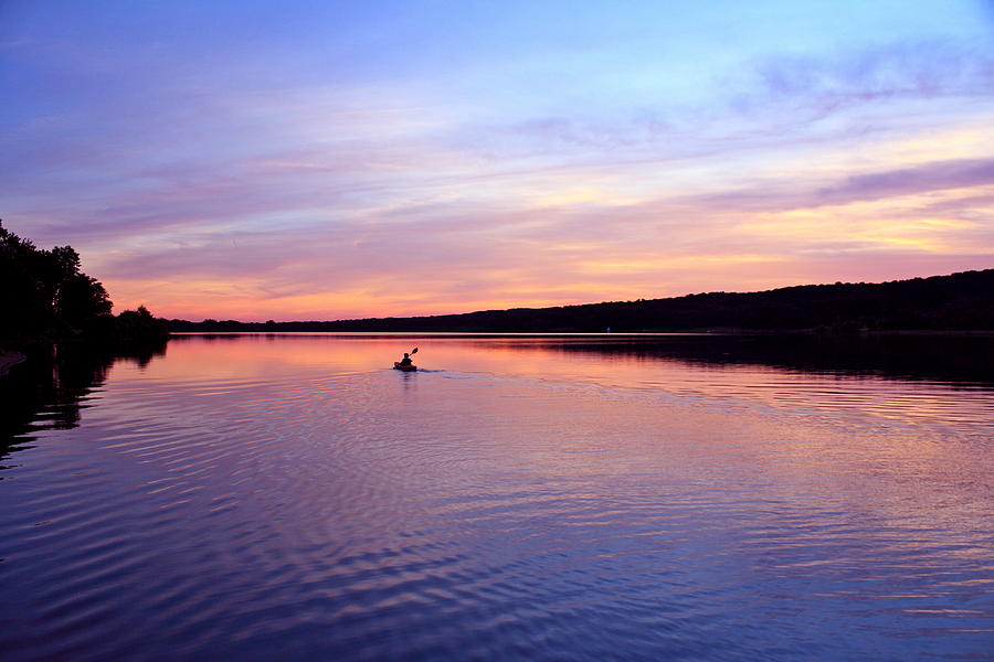 Sunset Photograph - Kayaking in sunset by Art Newman