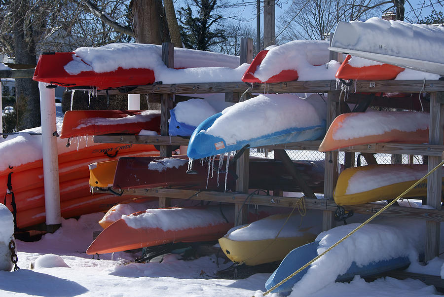 Kayaks and Icicles Photograph by Margie Avellino