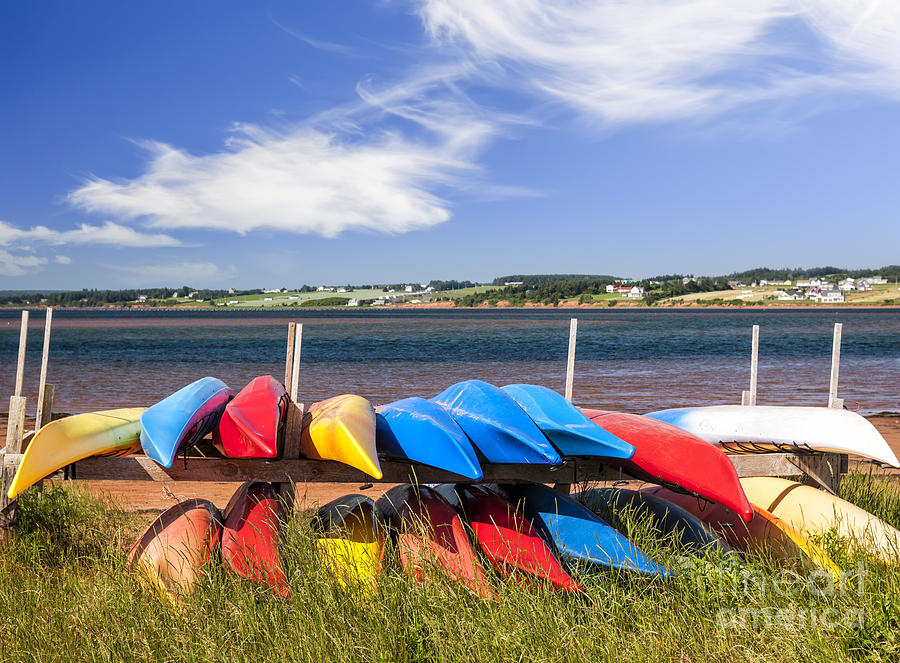 Rent Movie Photograph - Kayaks at Atlantic shore  by Elena Elisseeva