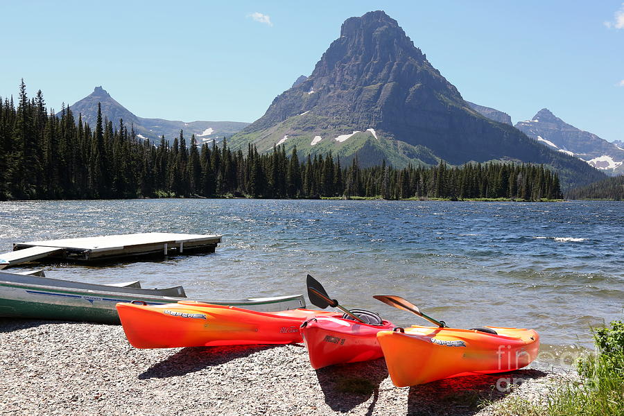 Kayaks at Lower Two Medicine Lake Photograph by Carol Groenen