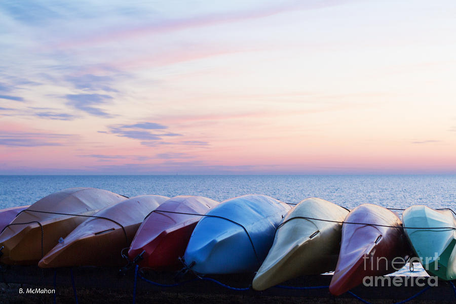 Kayaks at Sunset Photograph by Barbara McMahon