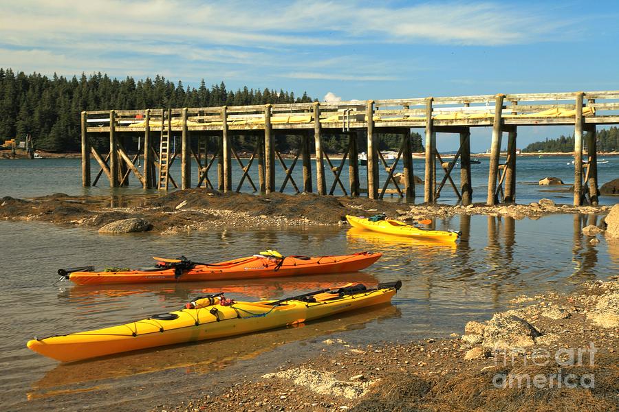 Kayaks By The Pier Photograph by Adam Jewell