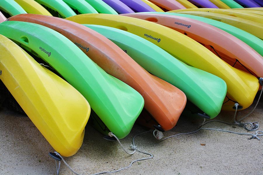 Kayaks In A Row Photograph