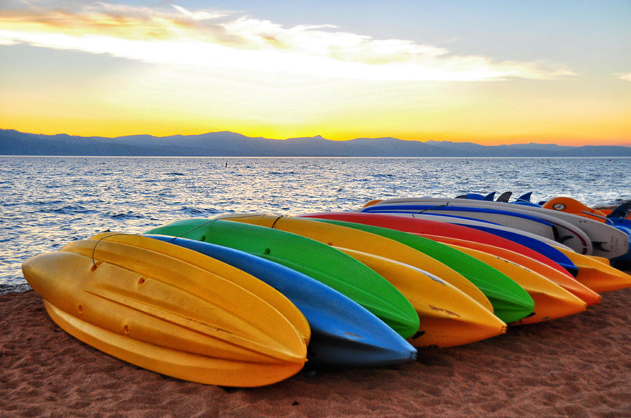 Kayaks On The Beach Photograph by Bruce Friedman