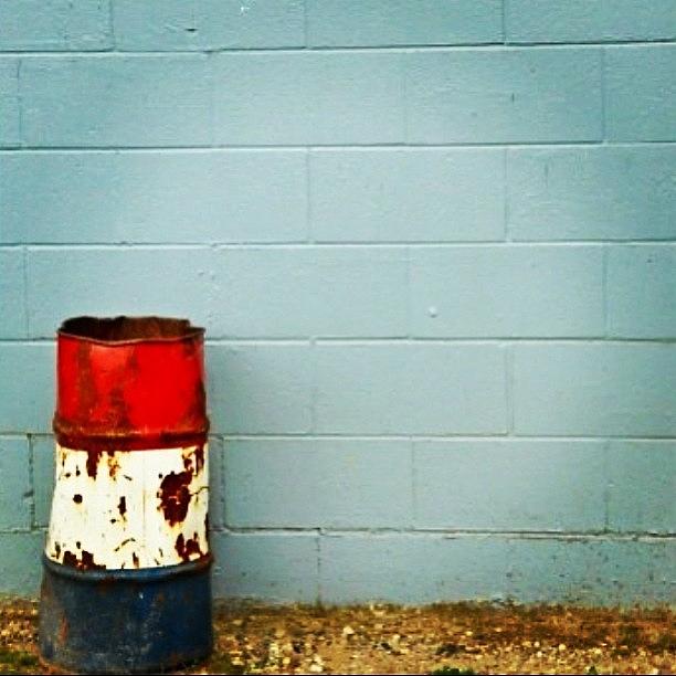 Brickwall Photograph - #keekthegeek #trashcan #redwhiteandblue by Ke-Ke Sayers