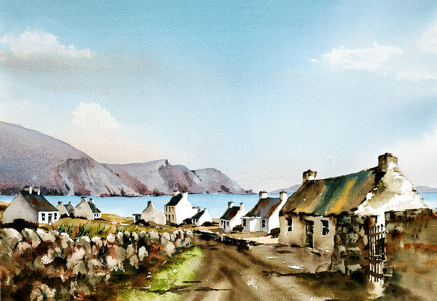 Keel Laneway in Achill Painting by Val Byrne