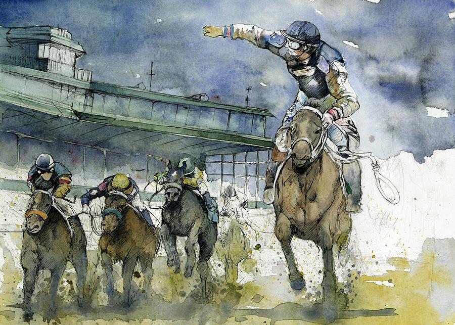 Horse Painting - Keeneland  by Michael Pattison