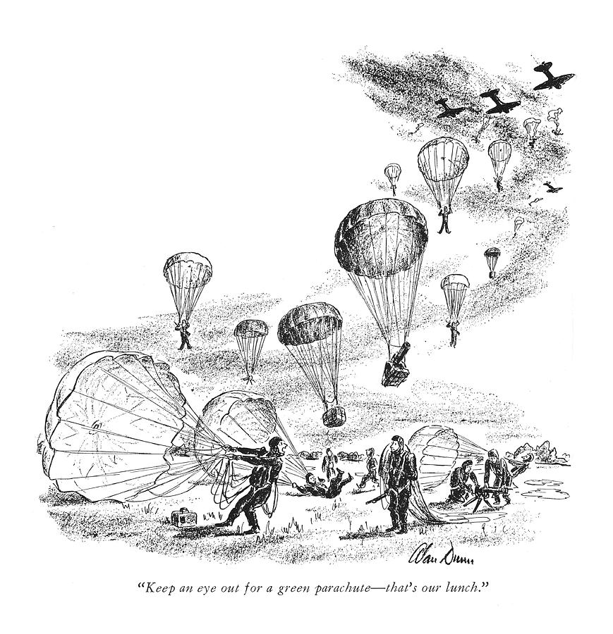 A Green Parachute Drawing by Alan Dunn