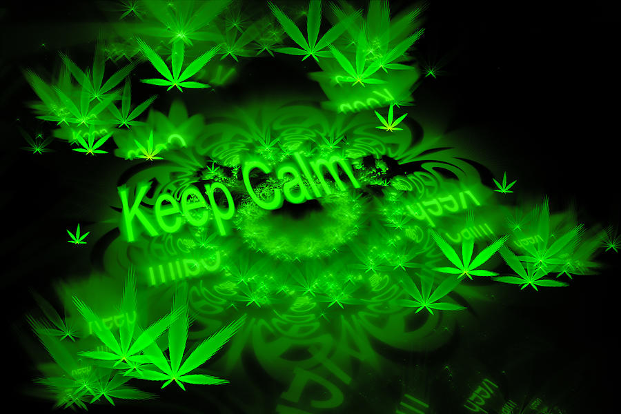 Keep calm - green fractal weed art Digital Art by Matthias Hauser