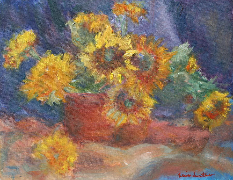Keep on the Sunny Side - Original Contemporary Impressionist Painting - Sunflower Bouquet Painting by Quin Sweetman