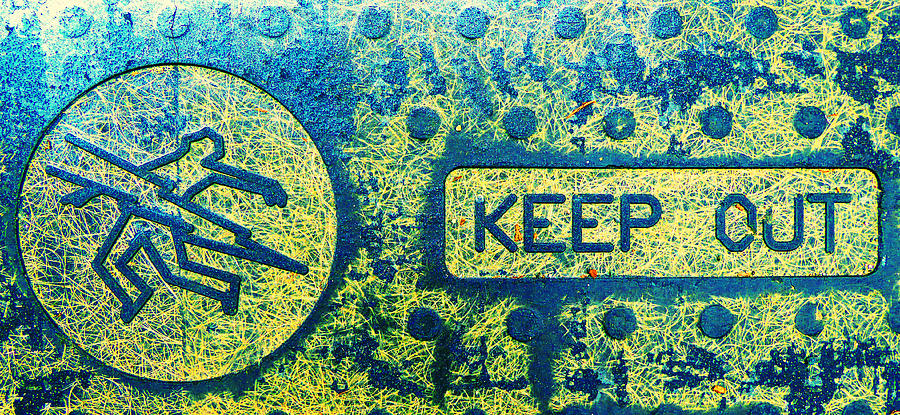 Keep Out Blue Green Photograph by Laurie Tsemak