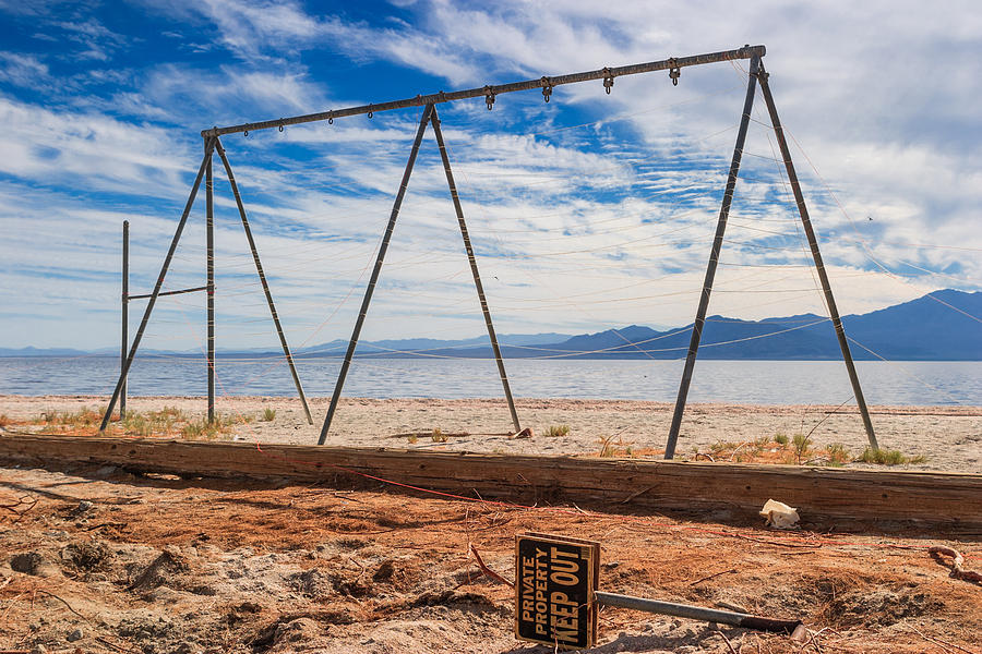 Toy Photograph - Keep Out No Playing Here swing set playground by Scott Campbell