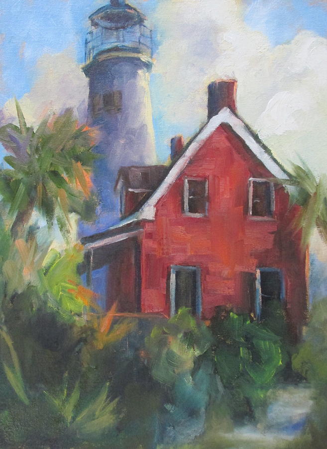 Lighthouse Painting - Keepers Cottage by Susan Richardson