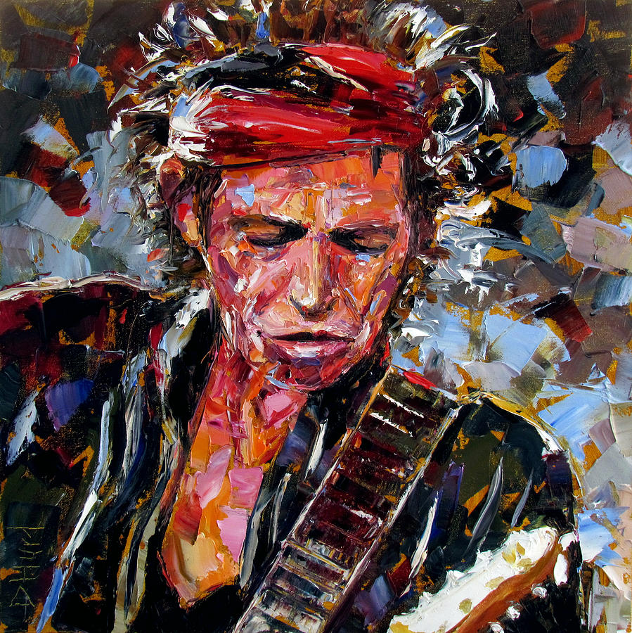 Keith Richards portrait Painting by Debra Hurd