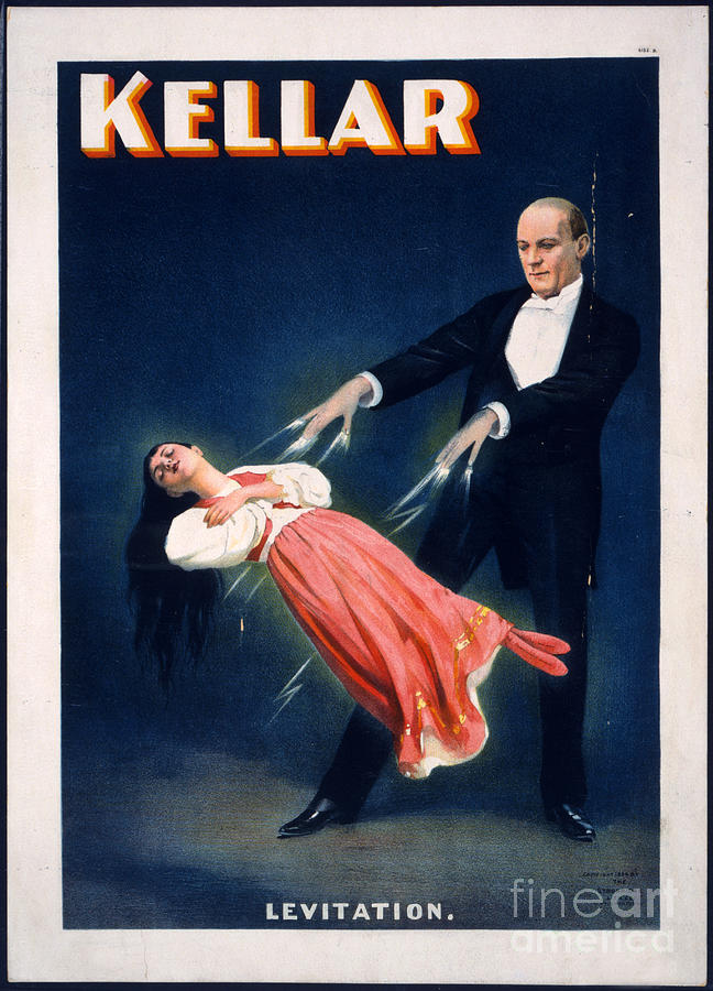 Kellar Levitation Vintage Magic Poster Photograph by Edward Fielding