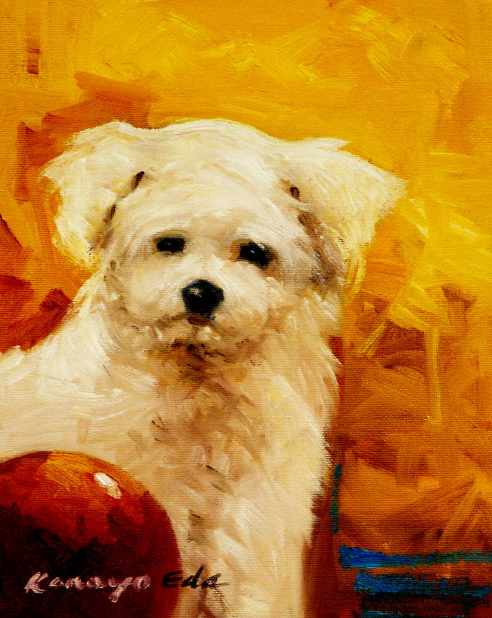 Animal Painting - Kelly - dog puppy art by Kanayo Ede