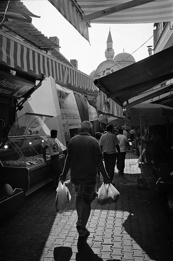Black And White Photograph - Kemeralti Bazaar in Izmir by Ilker Goksen