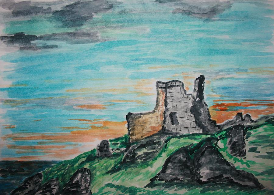 Castle Painting - Kenbane Castle by Paul Morgan