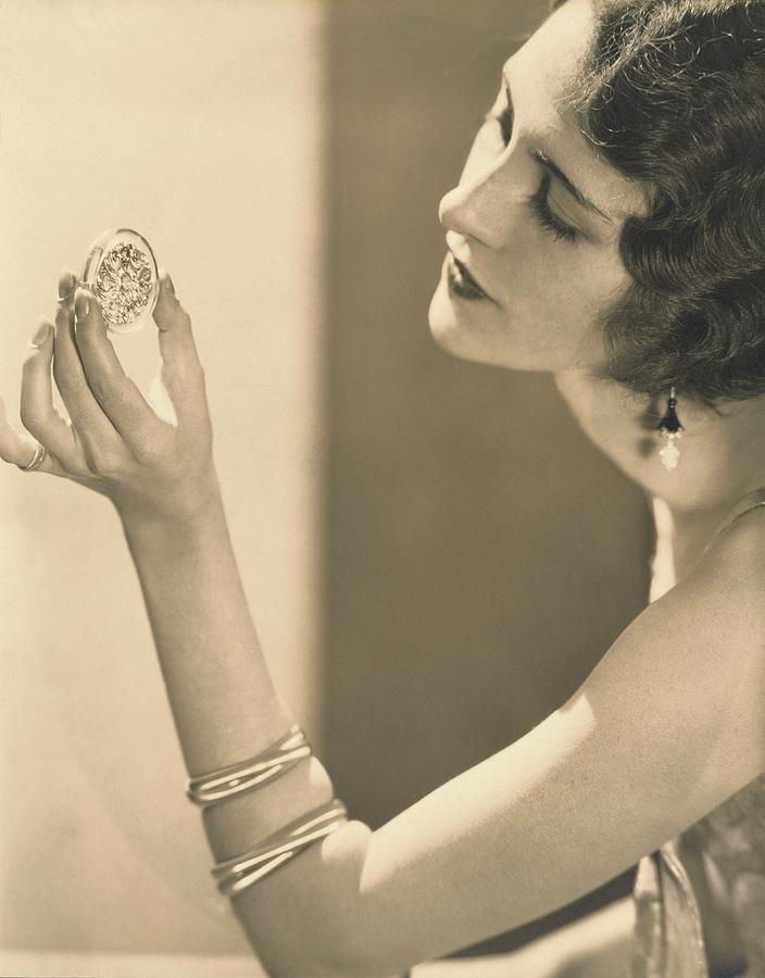 Kendall Lee Holding A Brooch Photograph by Edward Steichen