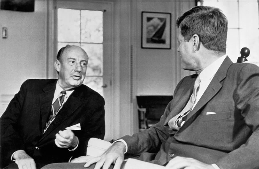 Black And White Photograph - Kennedy And Adlai Stevenson by Underwood Archives