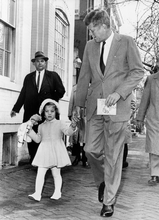 Kennedy and Daughter Caroline Photograph by Underwood Archives