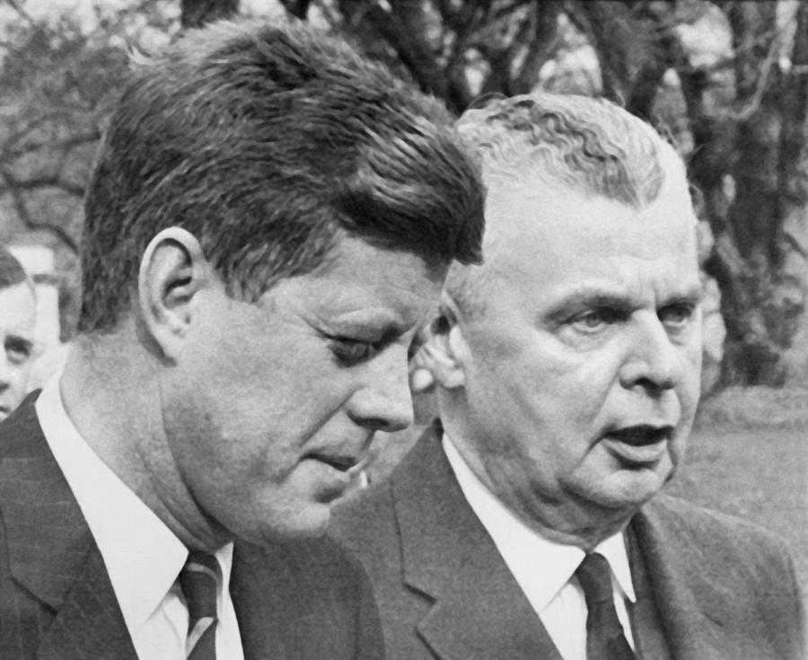 Kennedy And Diefenbaker Talk Photograph by Underwood Archives