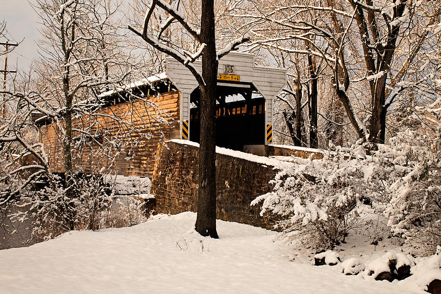 Kennedy Covered Bridge in Winter Photograph by Michael Porchik