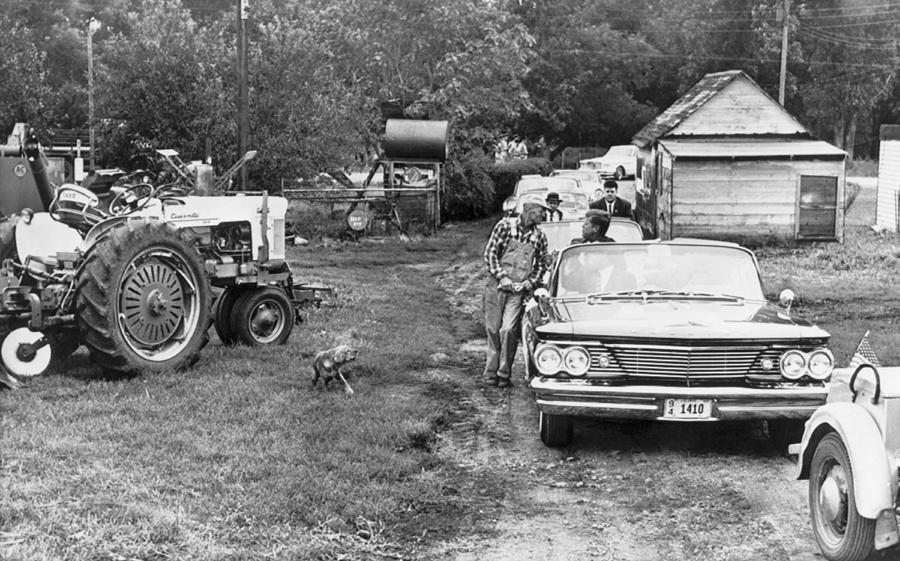 Kennedy Visits Iowa Farmer Photograph by Underwood Archives