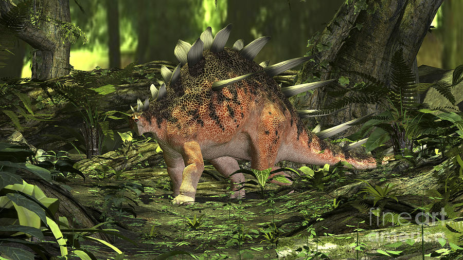 Kentrosaurus In A Prehistoric Forest Digital Art by Kostyantyn Ivanyshen
