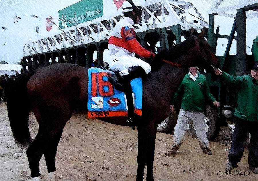 Kentucky Derby Winner Entering the Gate Painting by George Pedro