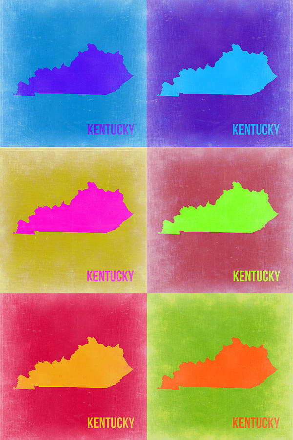 Kentucky Map Painting - Kentucky Pop Art Map 2 by Naxart Studio