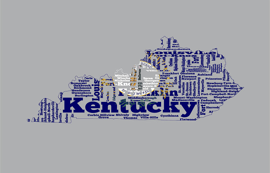 Kentucky State Flag Word Cloud Digital Art by Brian Reaves