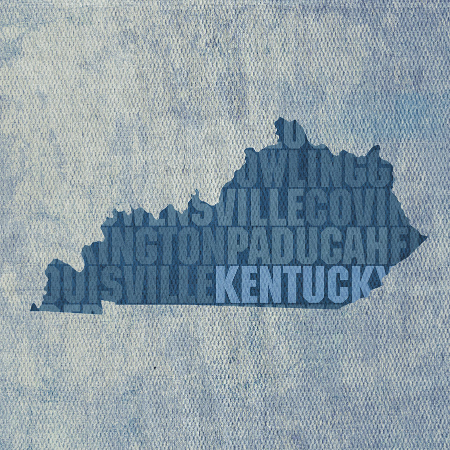 Kentucky Word Art State Map on Canvas Mixed Media by Design Turnpike