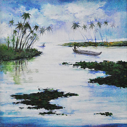 Landscape Painting - kerala Backwater by Deepali Sagade Landscape Painting - kerala Backwater by Deepali Sagade