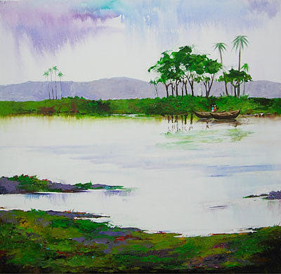 Landscape Painting - Kerala by Deepali Sagade Landscape Painting - Kerala by Deepali Sagade