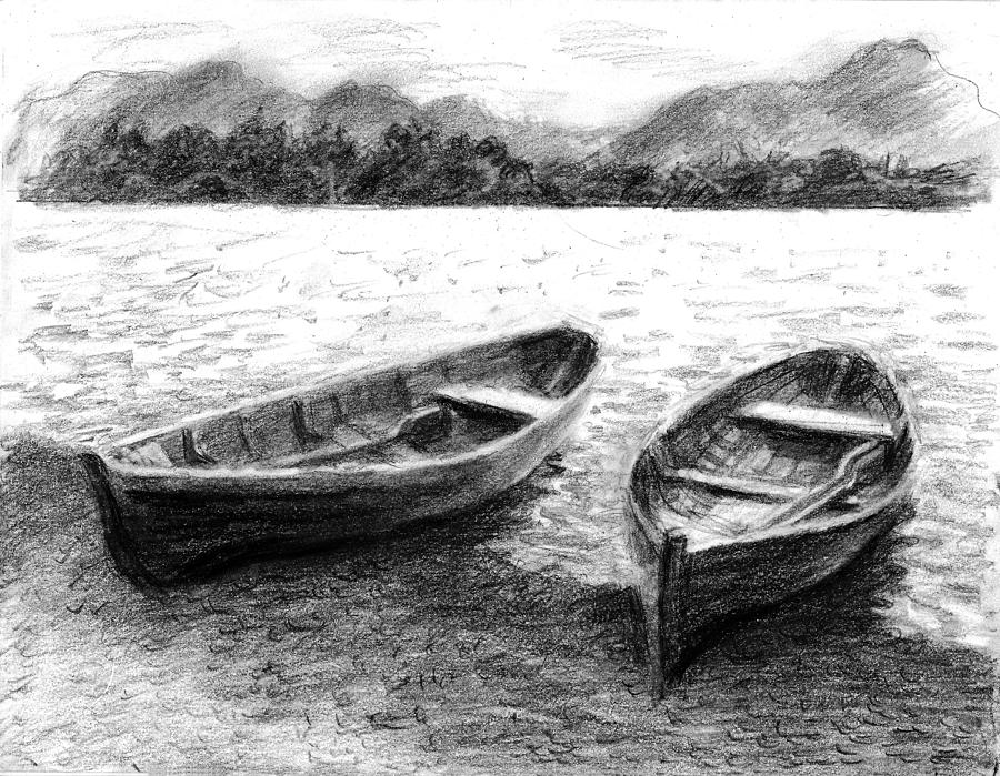 Keswick Boats Drawing by Sarah Parks