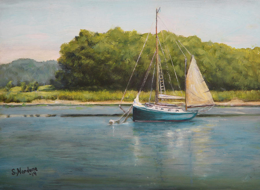 Ketch at Anchor Painting by Sandra Nardone