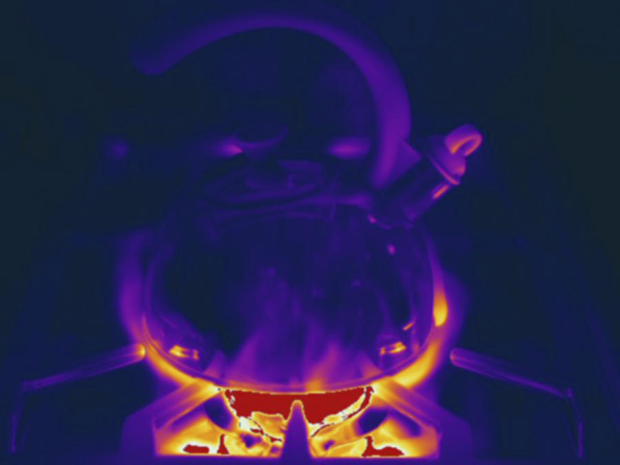 Kettle On Gas Burner, Thermogram Photograph by Science Stock Photography