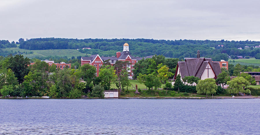 Keuka College - Ball Hall and Norton Chapel from the lake Photograph by Photographic Arts And Design Studio