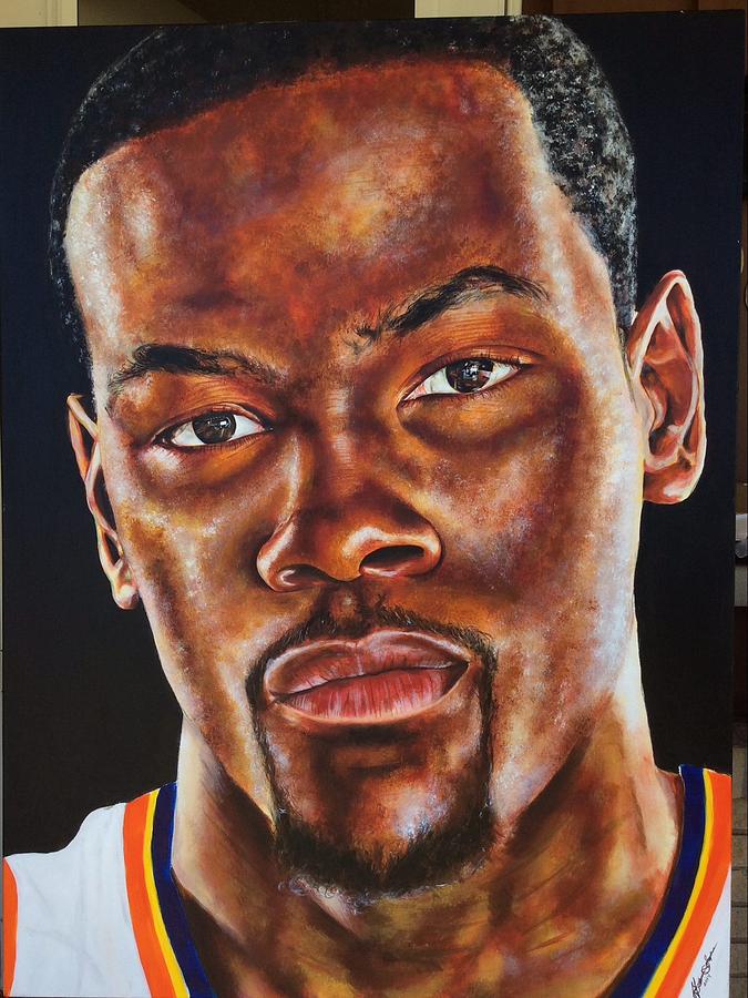 Sports Painting - Kevin Durant Close Up  by Fred Simpkins 