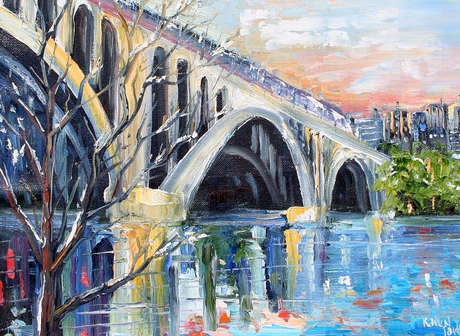 Winter Painting - Key Bridge DC by Karen Tarlton