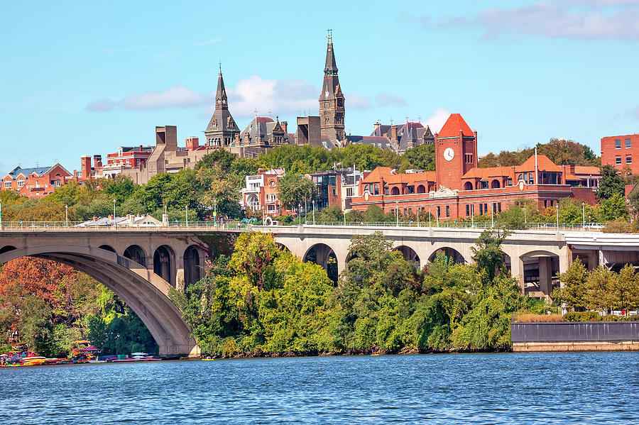Architecture Photograph - Key Bridge, Potomac River, Georgetown by William Perry