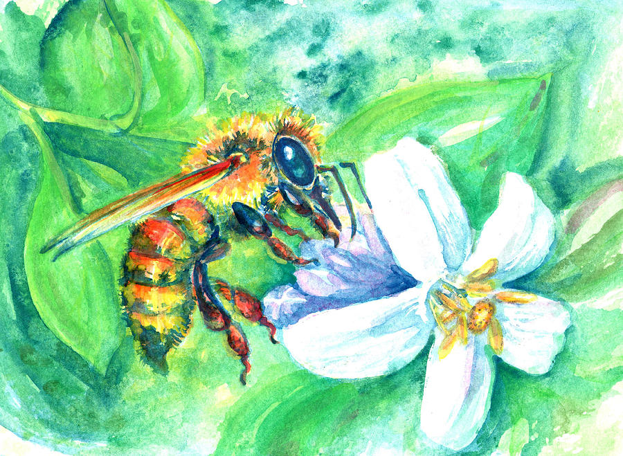 Key Lime Honeybee Painting by Ashley Kujan
