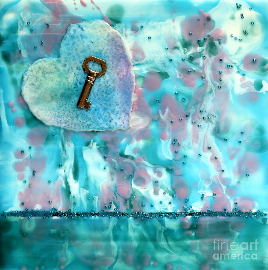 Key To My Heart Encaustic Mixed Media by Pattie Calfy