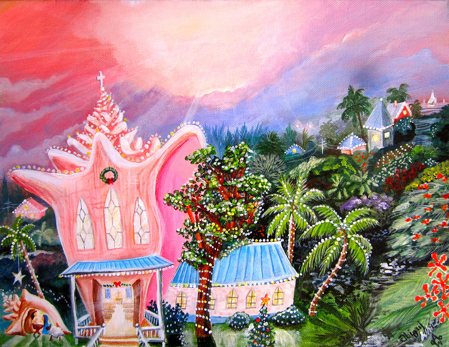 Sunset Painting - Key West Christmas of the Conchs by Abigail White