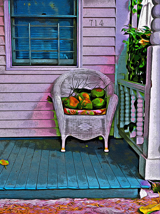 Tropical Photograph - Key West Coconuts - Colorful House Porch by Rebecca Korpita