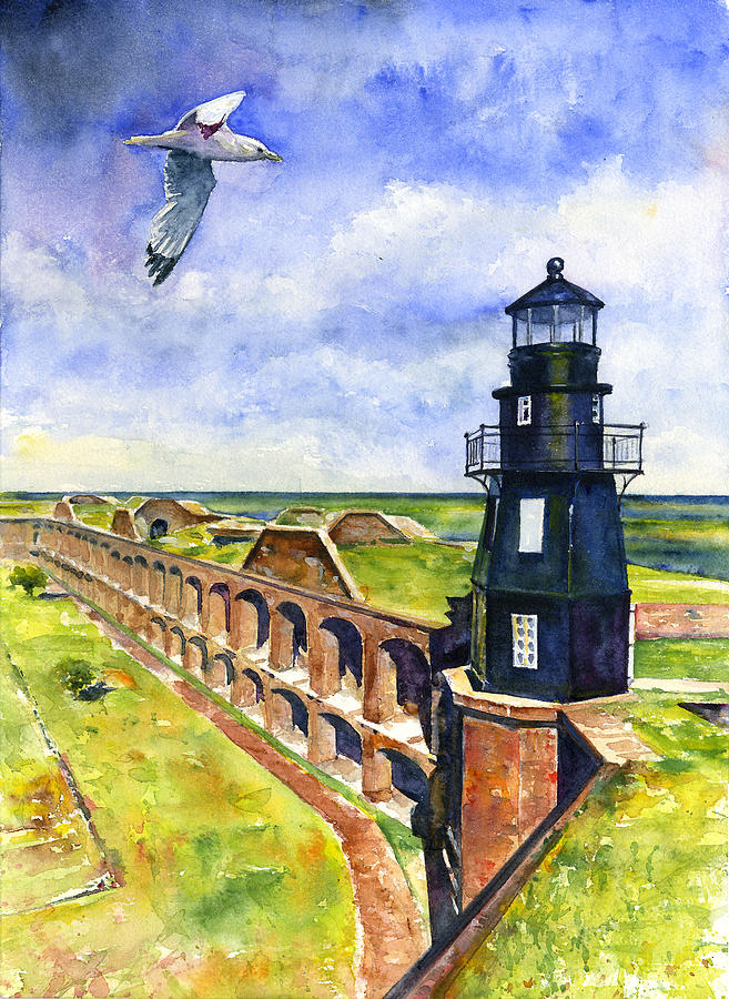 Key West Lighthouse 2 Painting by John D Benson
