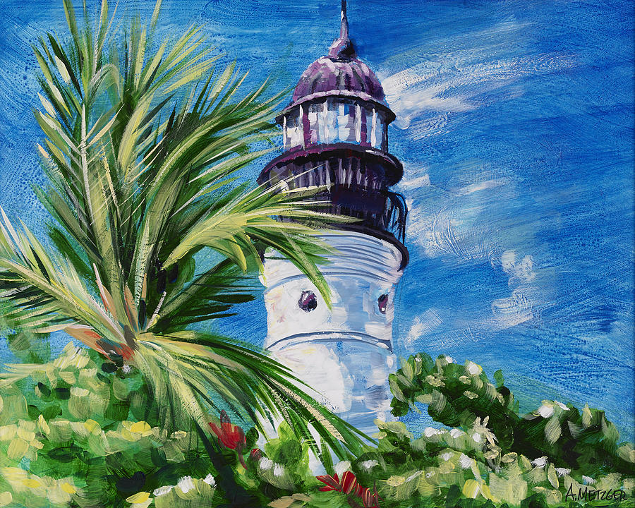 Key West Lighthouse Painting by Alan Metzger