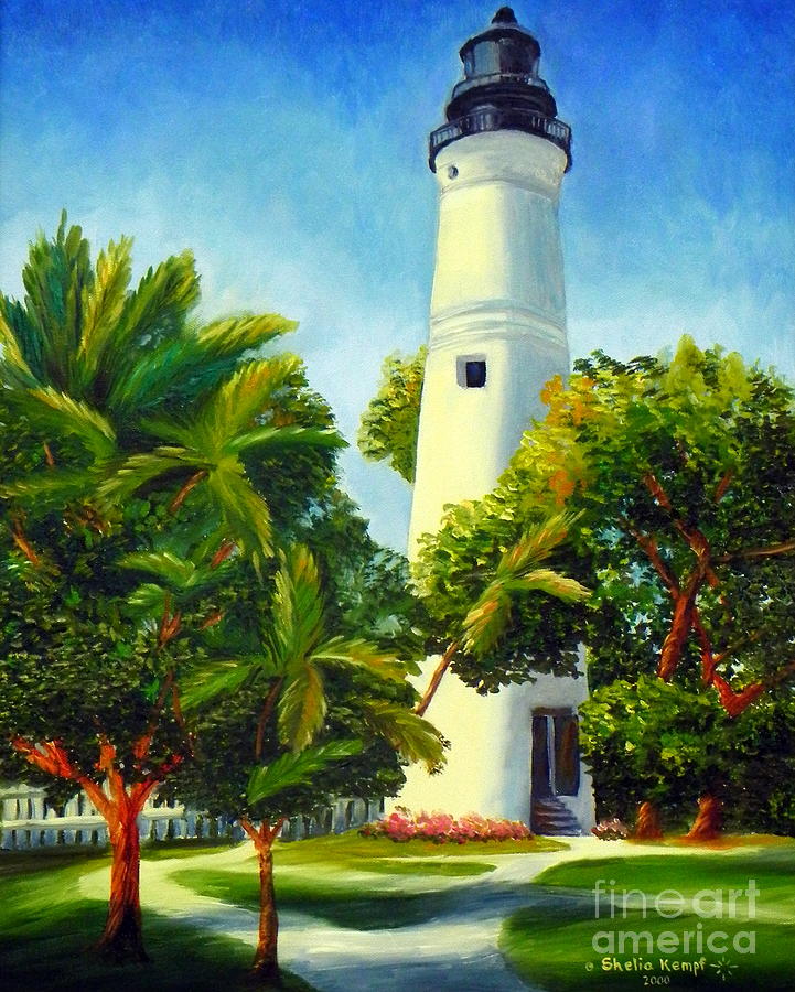 Landscape Painting - Key West Lighthouse by Shelia Kempf